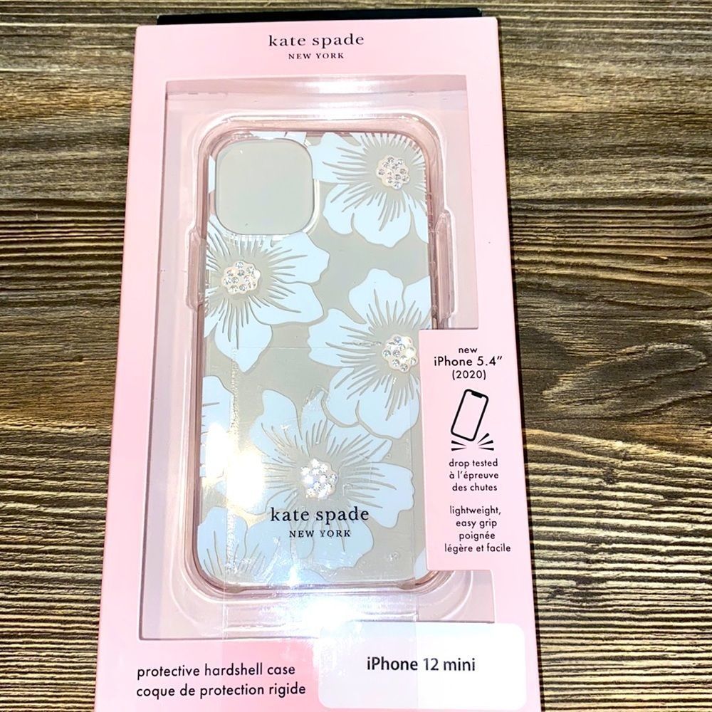 GENUINE Kate Spade Hardshell Case FOR iPhone 12 Mini (5.4") Hollyhock Flowers. S